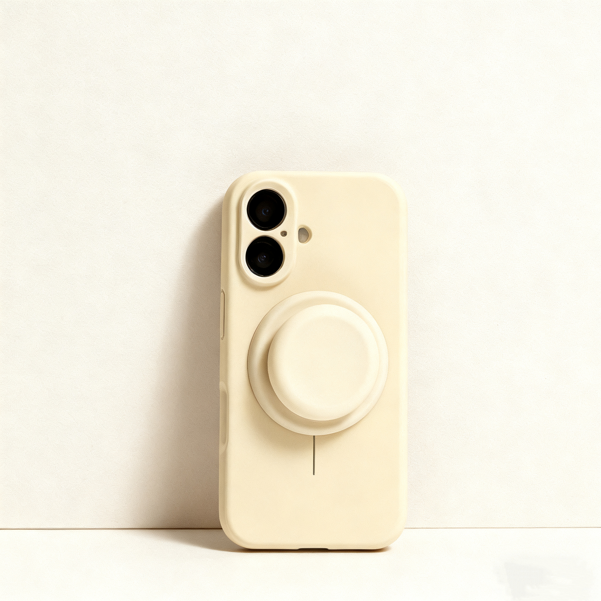 EDC iPhone 16 Pro Max Case - Khaki Liquid Silicone with Magnetic Stand Shockproof