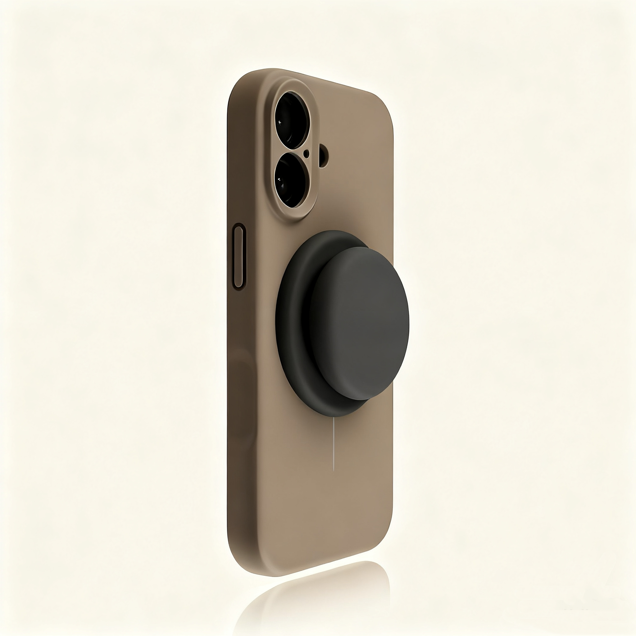 EDC iPhone 16 Pro Max Case - Khaki Liquid Silicone with Magnetic Stand Shockproof