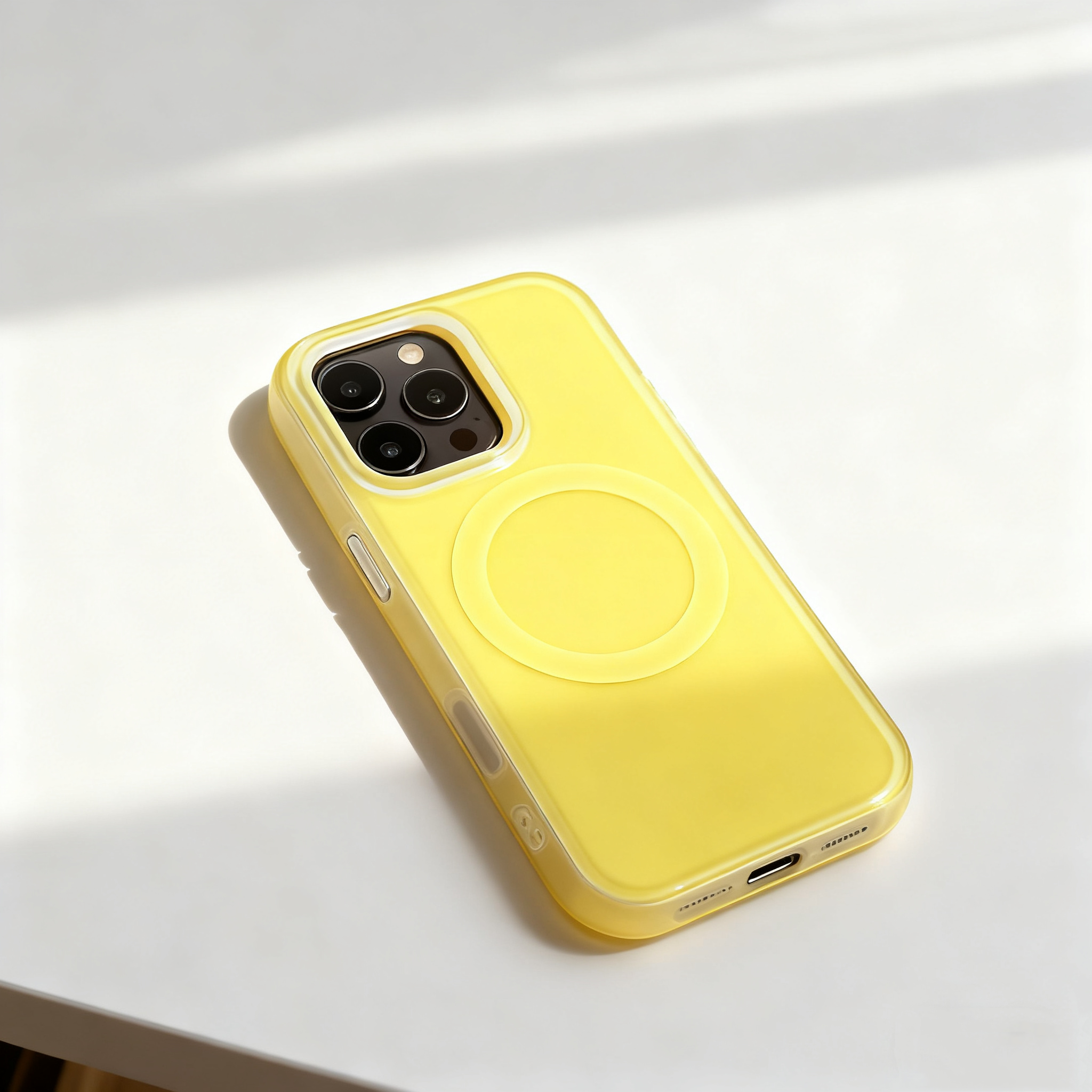EDC Magnetic Phone Case for iPhone 14/15 - Lemon Yellow Shockproof Premium Slim Matte Soft Edge (Summer Style Case Only)