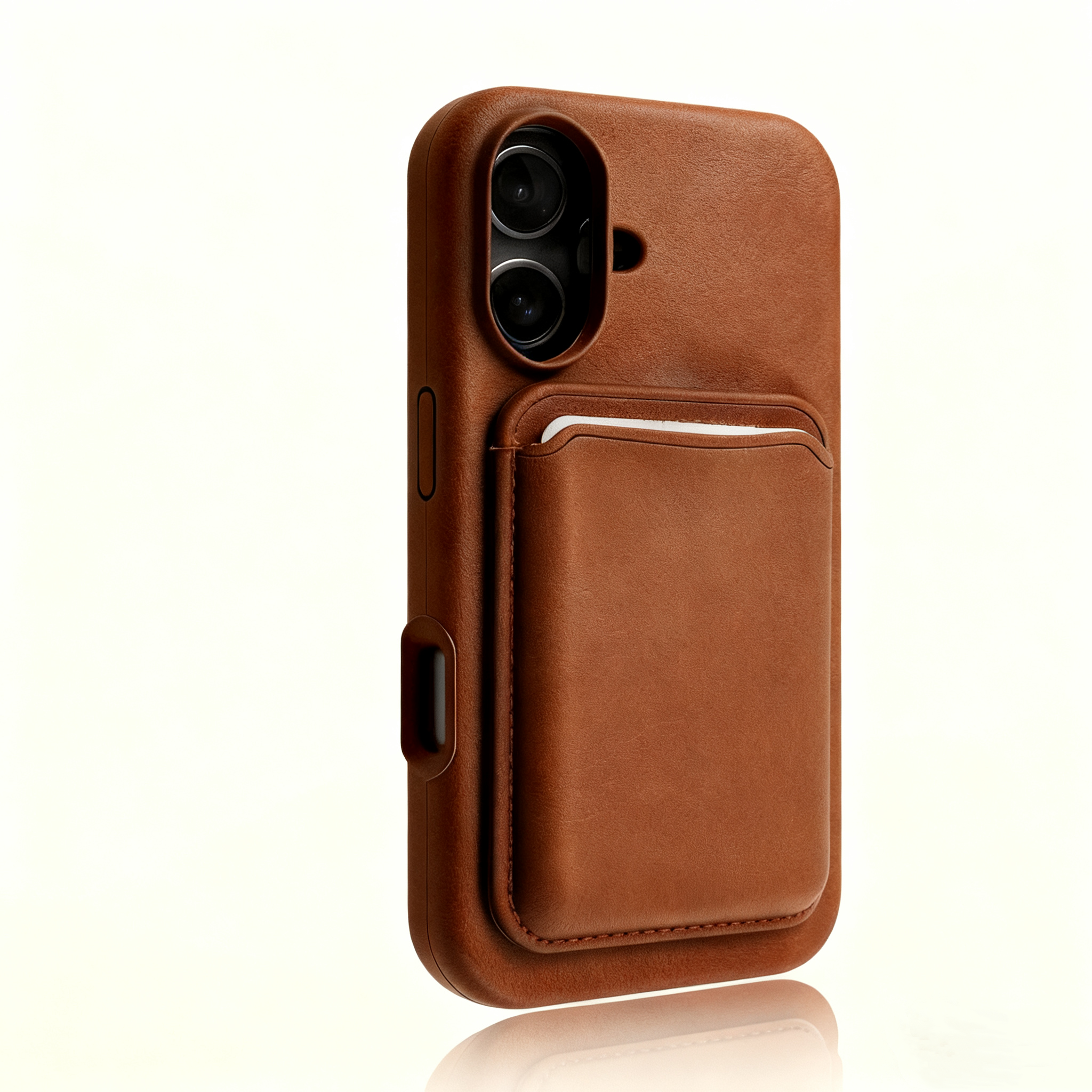 EDC Magnetic Card Holder for Apple iPhone 13 Series - Fits Yellowish Cream Large-Cut Cases 5G Signal Compatible