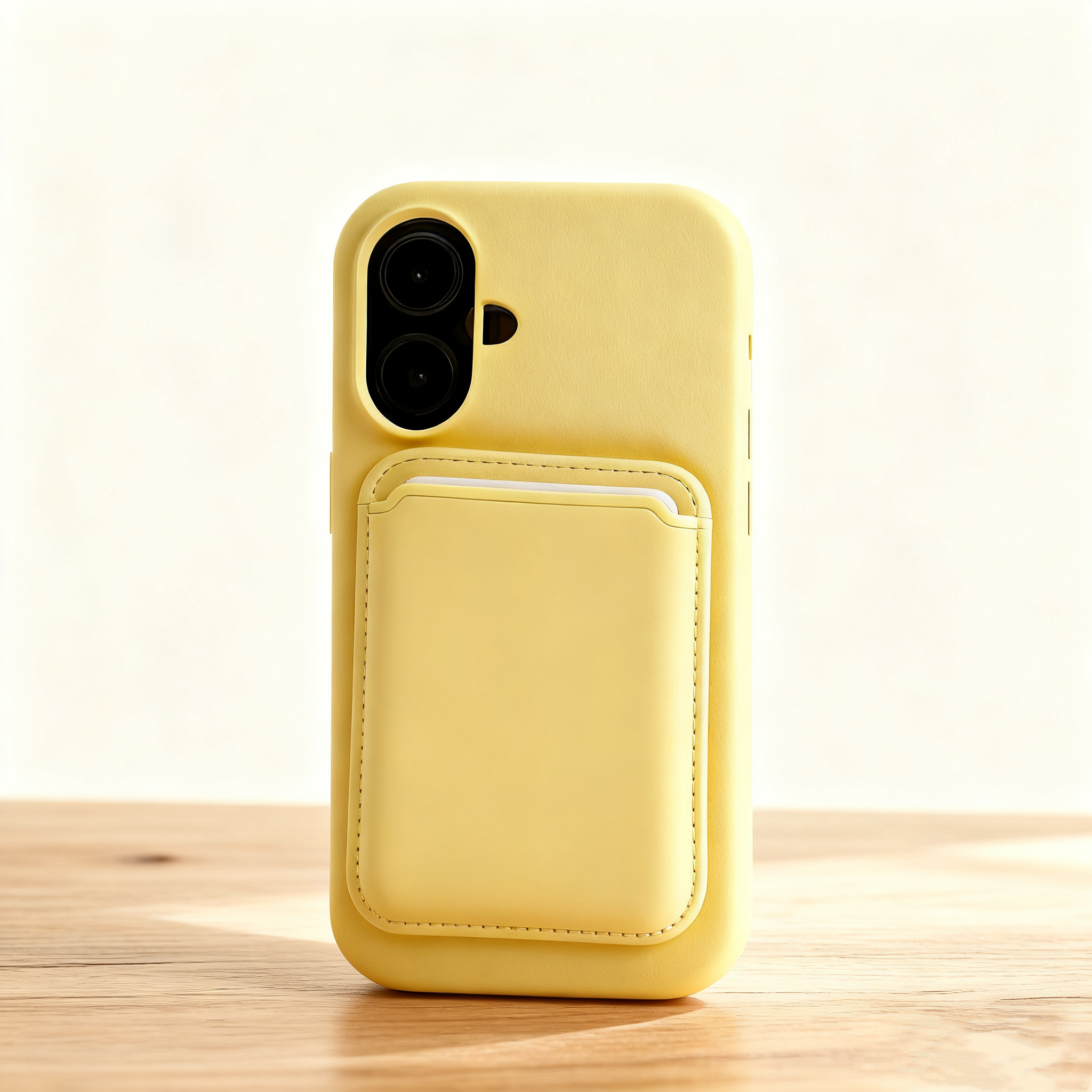 EDC Magnetic Card Holder for Apple iPhone 13 Series - Fits Yellowish Cream Large-Cut Cases 5G Signal Compatible