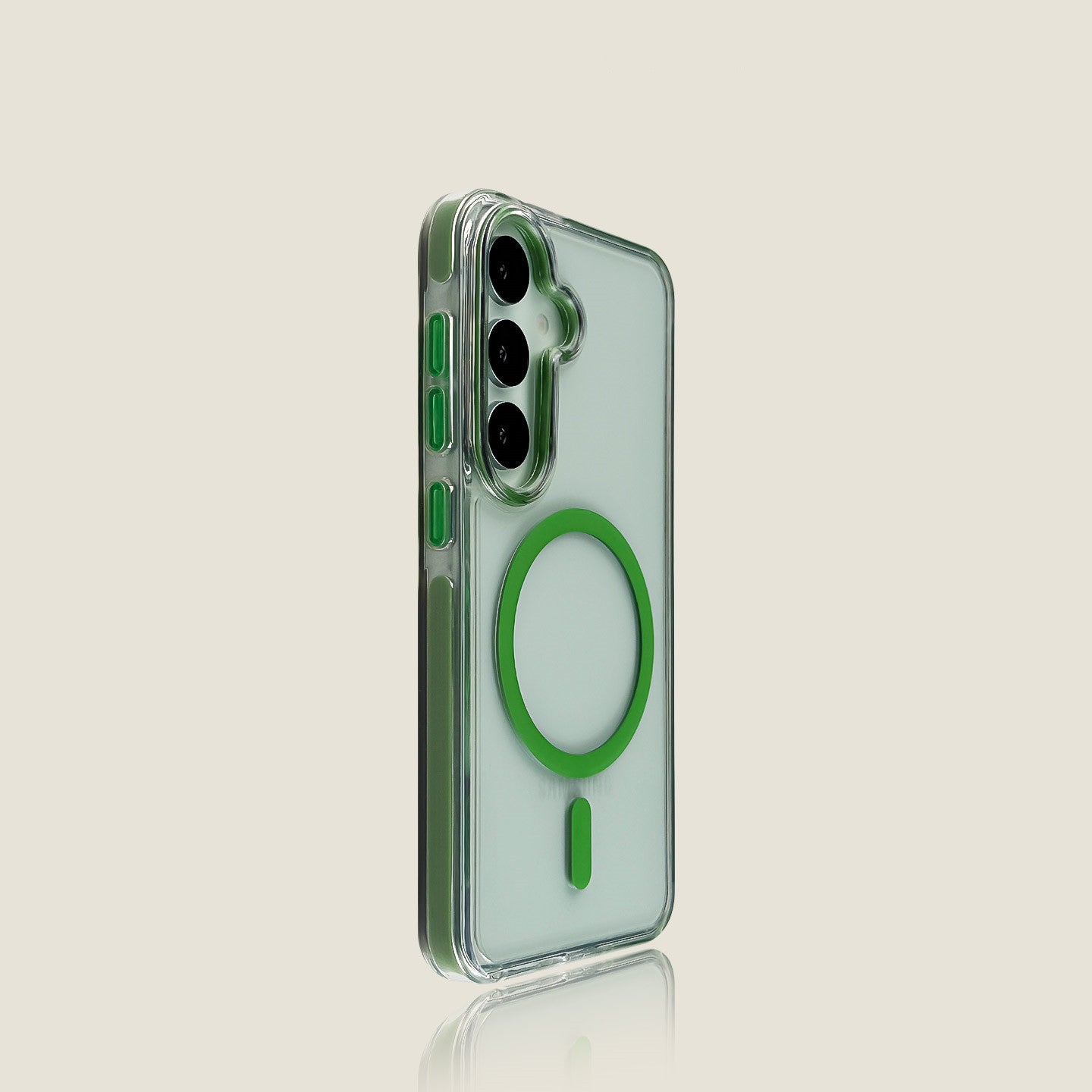 EDC Premium Transparent Case for Samsung Galaxy S25/S25 Plus/S25 Ultra/S24 Ultra - Pine Green with Contrast Trim Magnetic & Shockproof Minimalist Cover