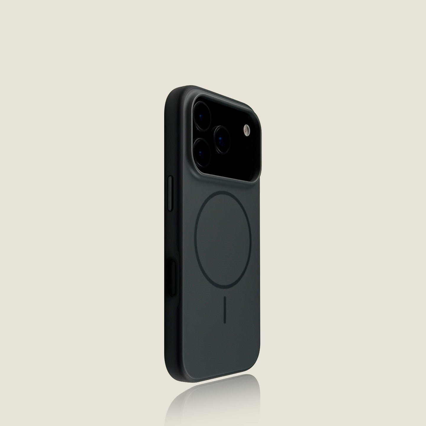 EDC iPhone 17 Pro Max Case - Gray/White Matte Skin-Feel MagSafe-Compatible Slim Ring Shockproof Eco-Silicone Full Camera Shield
