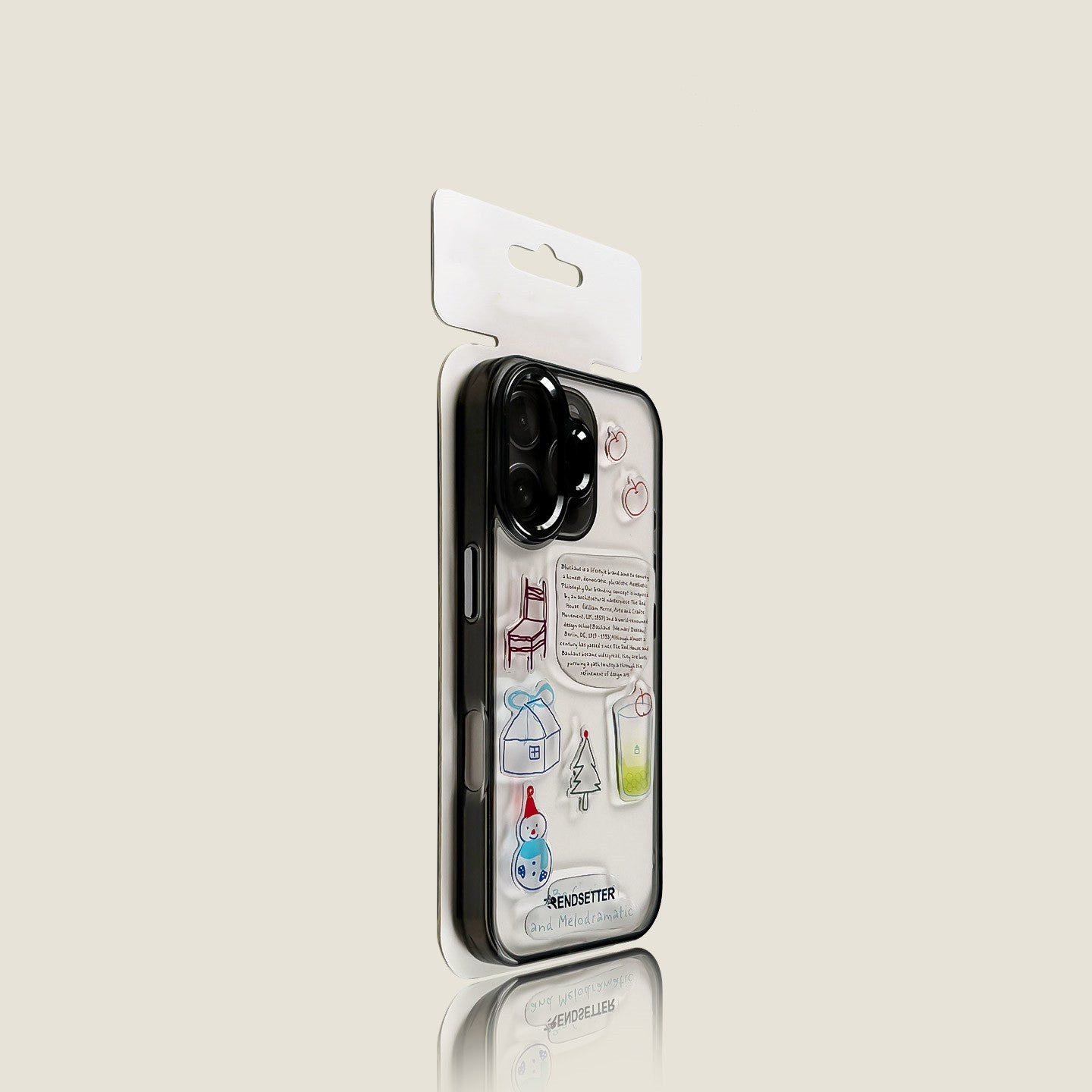 EDC iPhone 17 Case - Translucent Pink Snowman Hard Back & Soft Edge 5G Compatible Full Camera Protection Minimalist Design