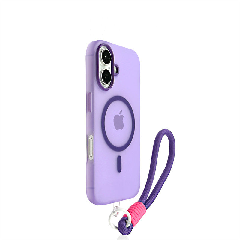 EDC Sleek Magnetic Jelly Case for iPhone 16 Pro Max - Rose Red with Lanyard