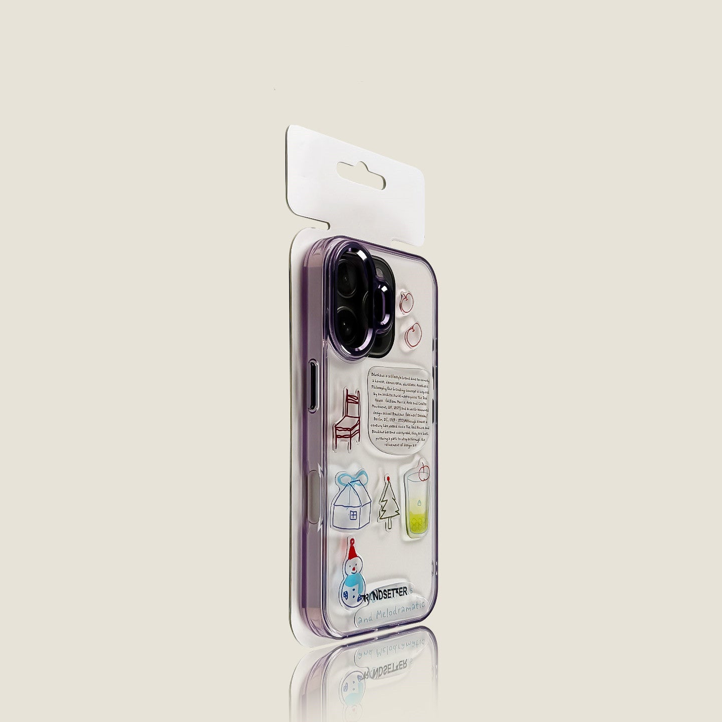 EDC iPhone 17 Case - Translucent Pink Snowman Hard Back & Soft Edge 5G Compatible Full Camera Protection Minimalist Design