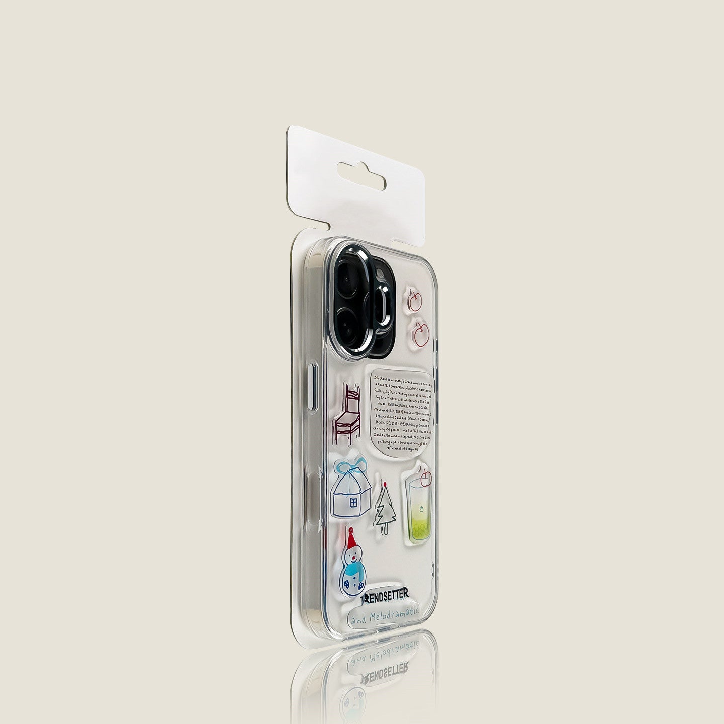 EDC iPhone 17 Case - Translucent Pink Snowman Hard Back & Soft Edge 5G Compatible Full Camera Protection Minimalist Design