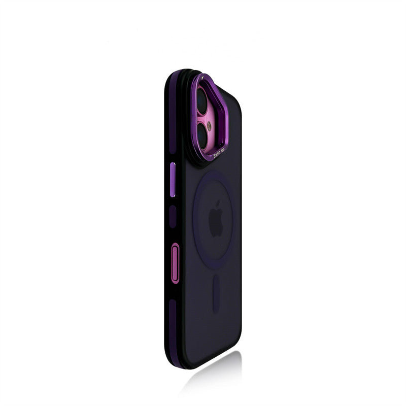 EDC iPhone 17 Case Dark Purple Phantom Skin-Friendly Silicone Cover with Lens Stand Full Camera Protection & 5G Compatible