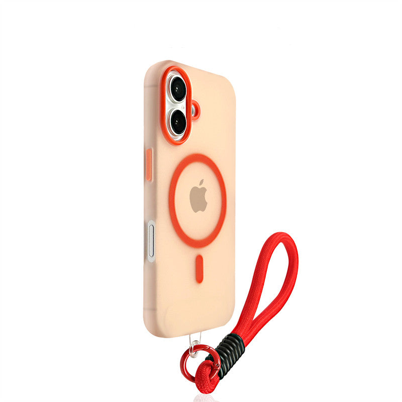 EDC Sleek Magnetic Jelly Case for iPhone 16 Pro Max - Rose Red with Lanyard