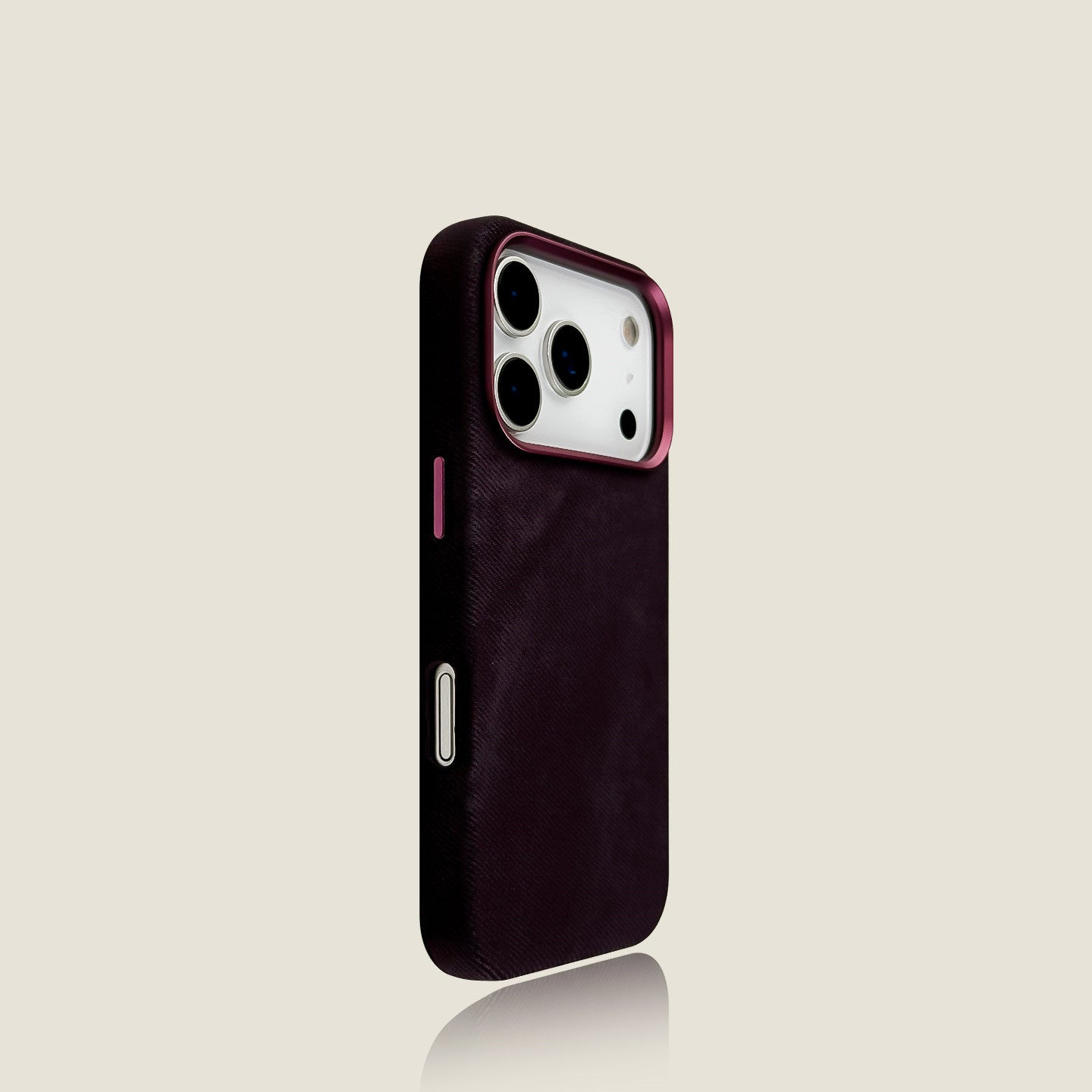 EDC iPhone 17 / 17 Pro Max Case - Dark Blue Flannel & Premium Leather Full Camera Coverage Eco-Friendly