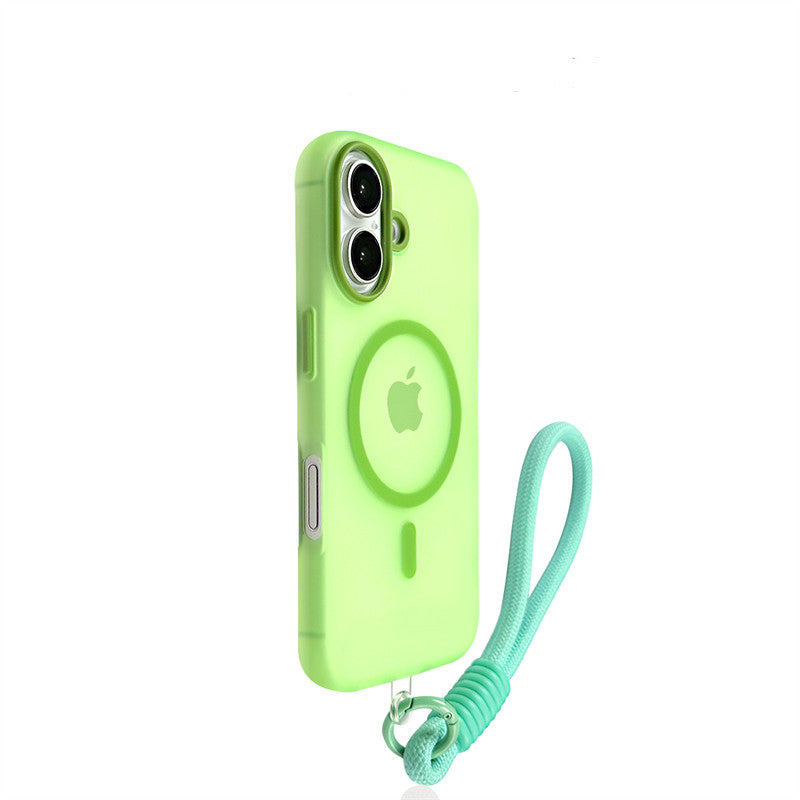 EDC Sleek Magnetic Jelly Case for iPhone 16 Pro Max - Rose Red with Lanyard