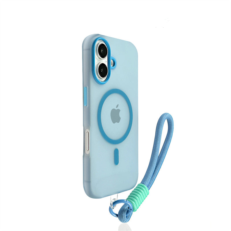 EDC Sleek Magnetic Jelly Case for iPhone 16 Pro Max - Rose Red with Lanyard
