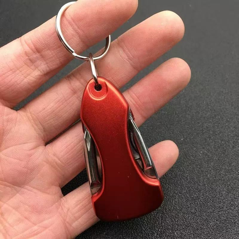 EDC 5-in-1 Multifunctional Keychain Tool - Portable EDC Gear with Knife, Bottle Opener, and LED Light