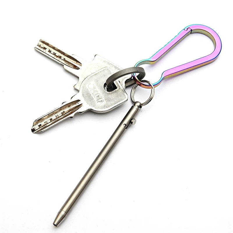 EDC Pure titanium mini push-pull bolt pen EDC keychain pen portable travel metal ballpoint pen signature pen