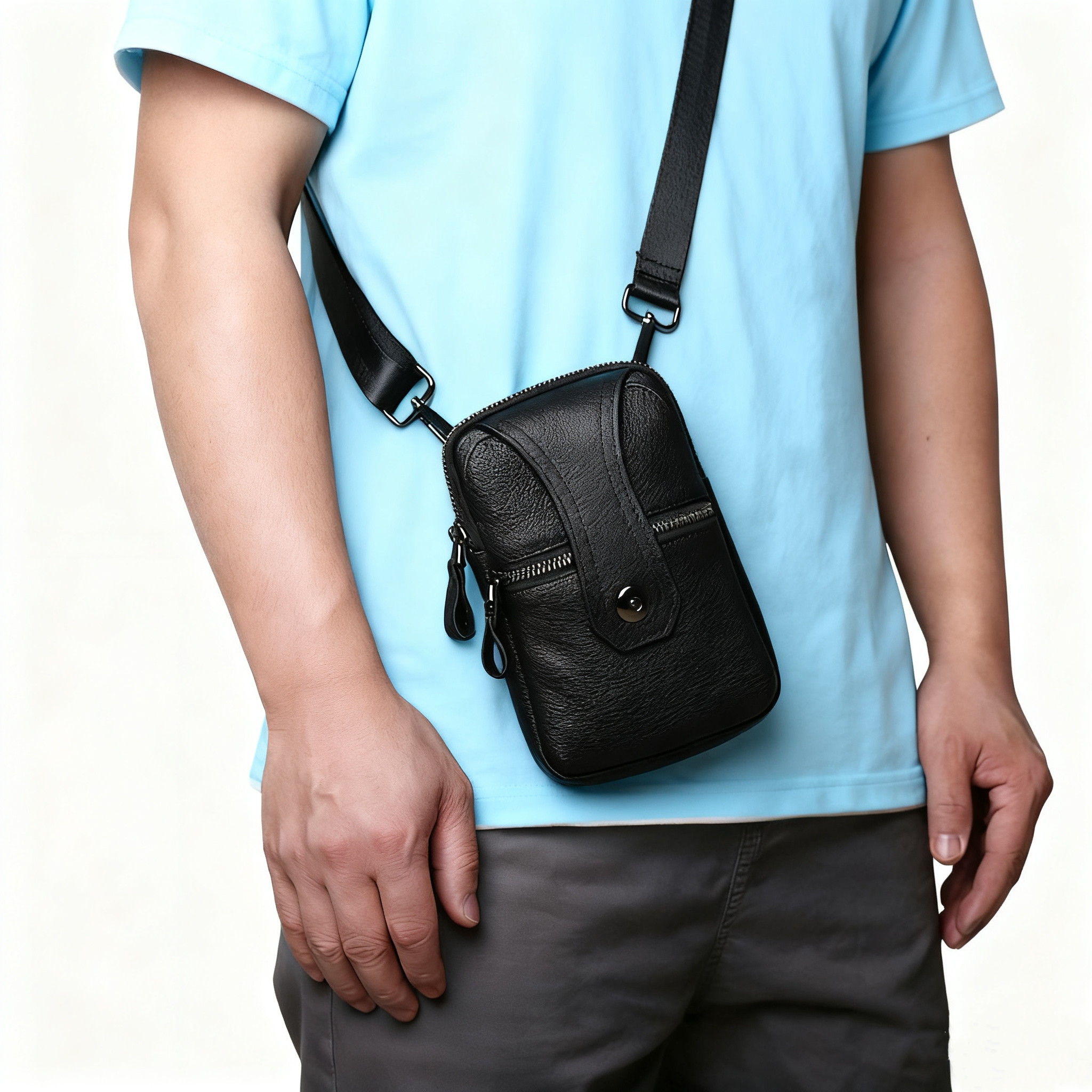 EDC Vintage Genuine Leather Men's Waist Pack - Crossbody Phone Pouch for Belt