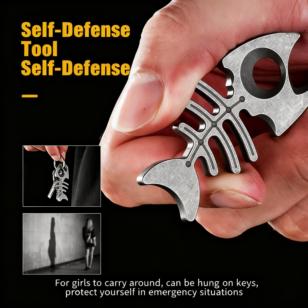 EDC Titanium Fishbone Multi-Function Bottle Opener - Lightweight Keychain Gear for Outdoor & Everyday Carry