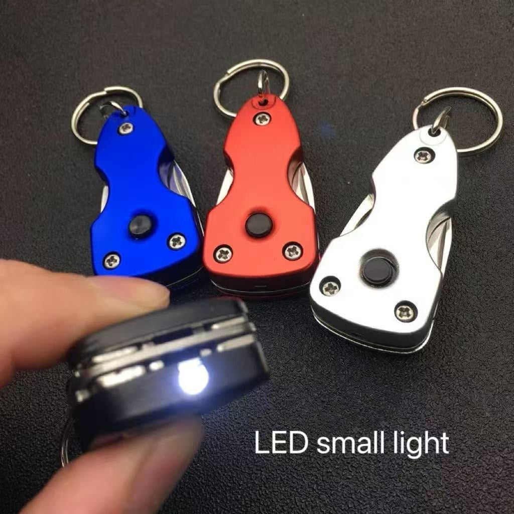 EDC 5-in-1 Multifunctional Keychain Tool - Portable EDC Gear with Knife, Bottle Opener, and LED Light