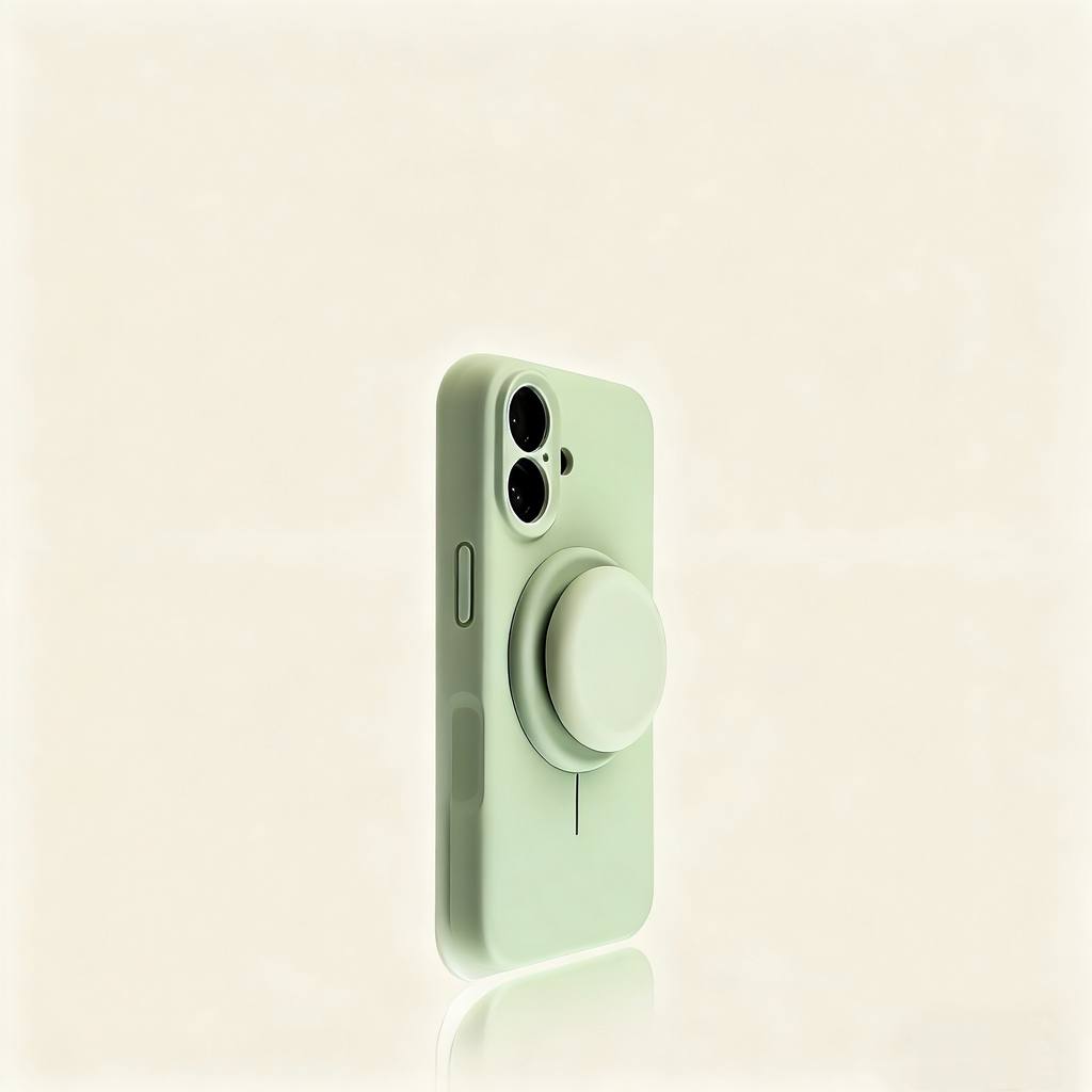 EDC iPhone 16 Pro Max Case - Khaki Liquid Silicone with Magnetic Stand Shockproof