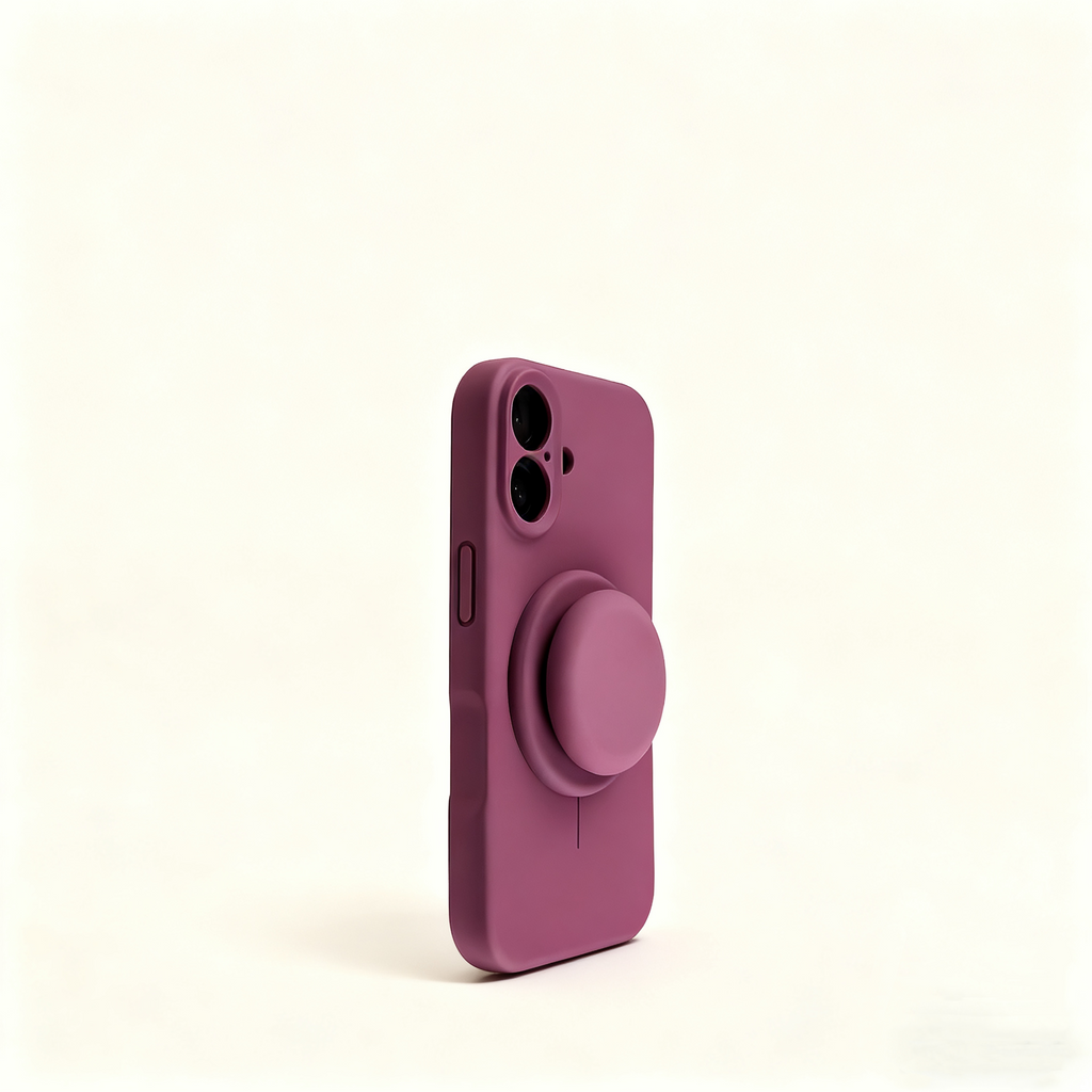 EDC iPhone 16 Pro Max Case - Khaki Liquid Silicone with Magnetic Stand Shockproof