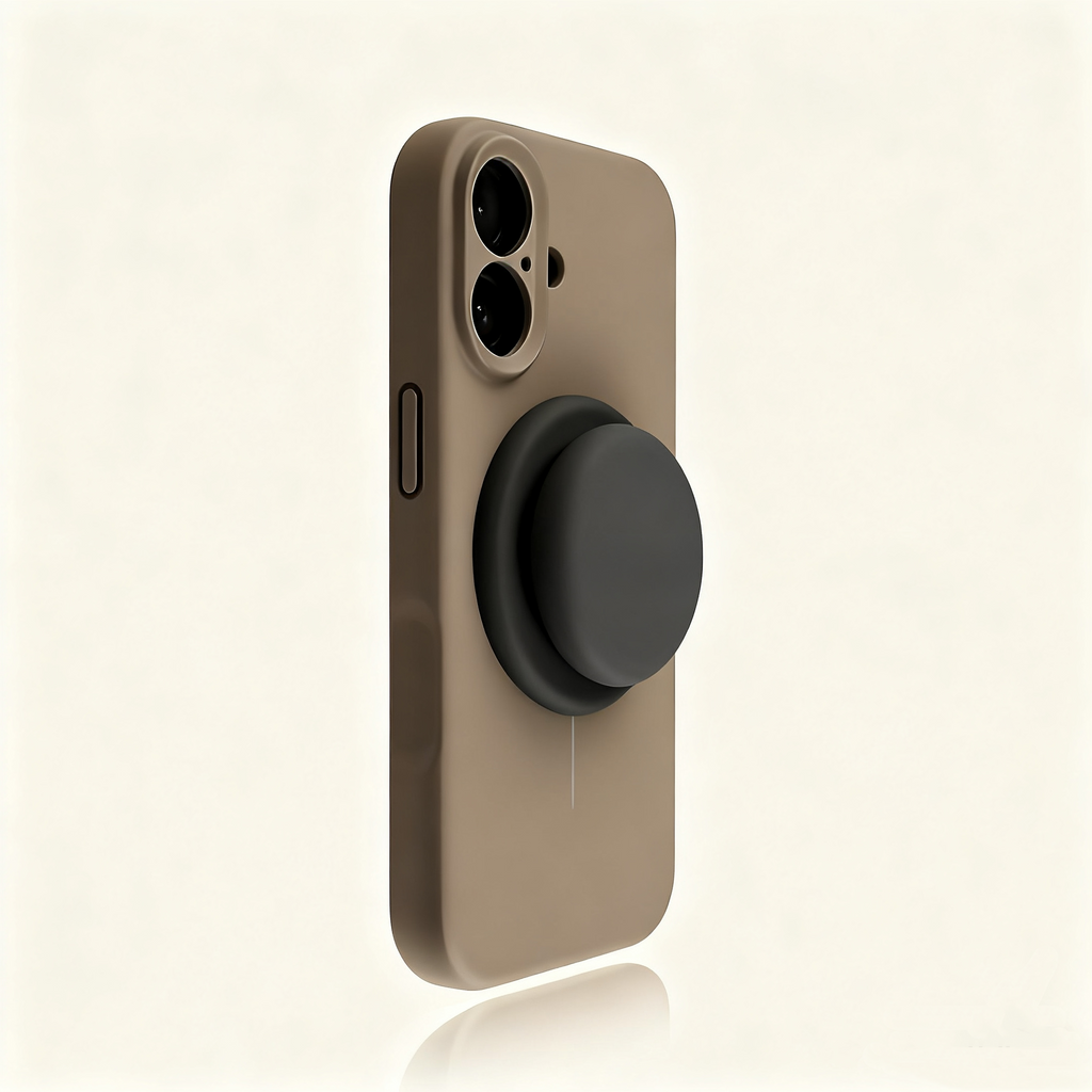 EDC iPhone 16 Pro Max Case - Khaki Liquid Silicone with Magnetic Stand Shockproof
