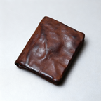 EDC Men's Handmade Burnished Vegetable-Tanned Leather Vertical Wallet - Full-Grain Cowhide Retro Card Holder