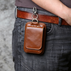 EDC Vintage Full-Grain Crazy Horse Leather Men's Belt Waist Pack - Multi-Functional Crossbody Phone Pouch