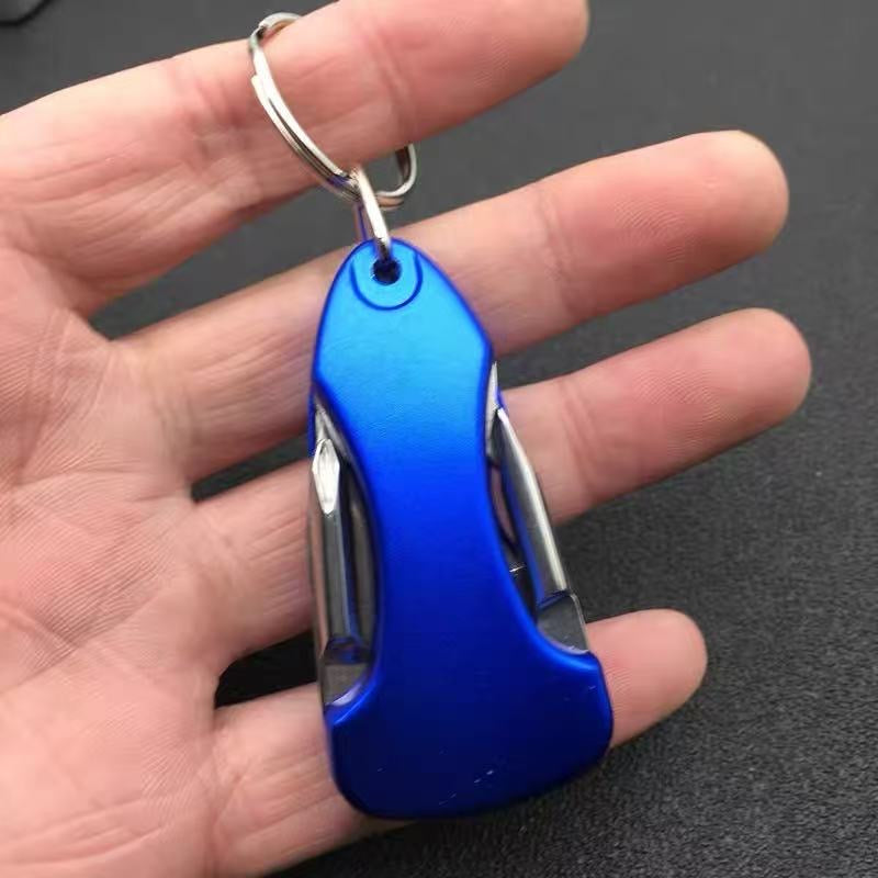 EDC 5-in-1 Multifunctional Keychain Tool - Portable EDC Gear with Knife, Bottle Opener, and LED Light