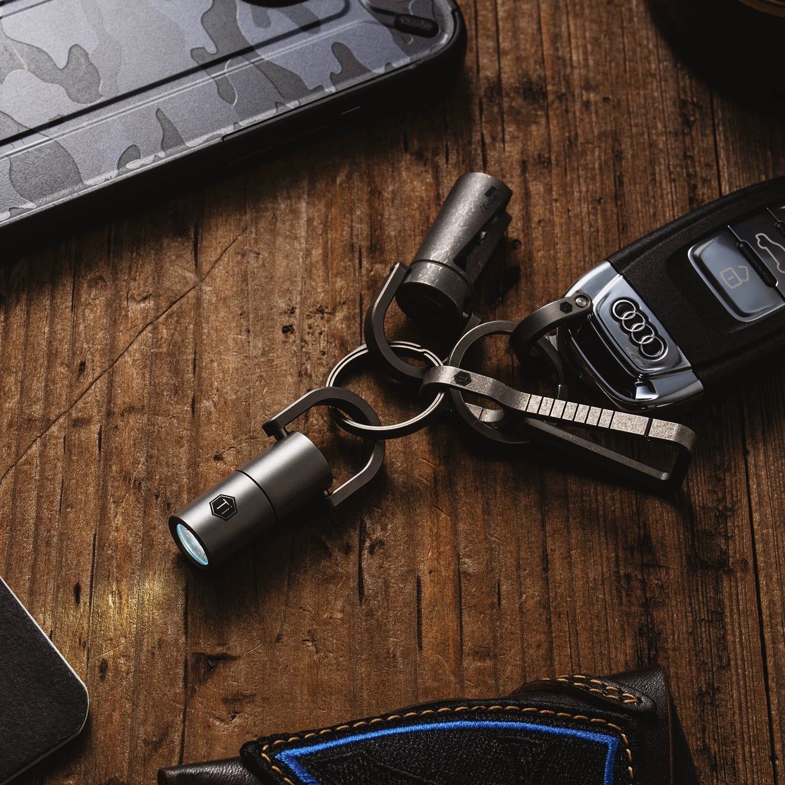 EDC CooYoo KF03 Mini Titanium Keychain Flashlight - Waterproof EDC Pocket Light