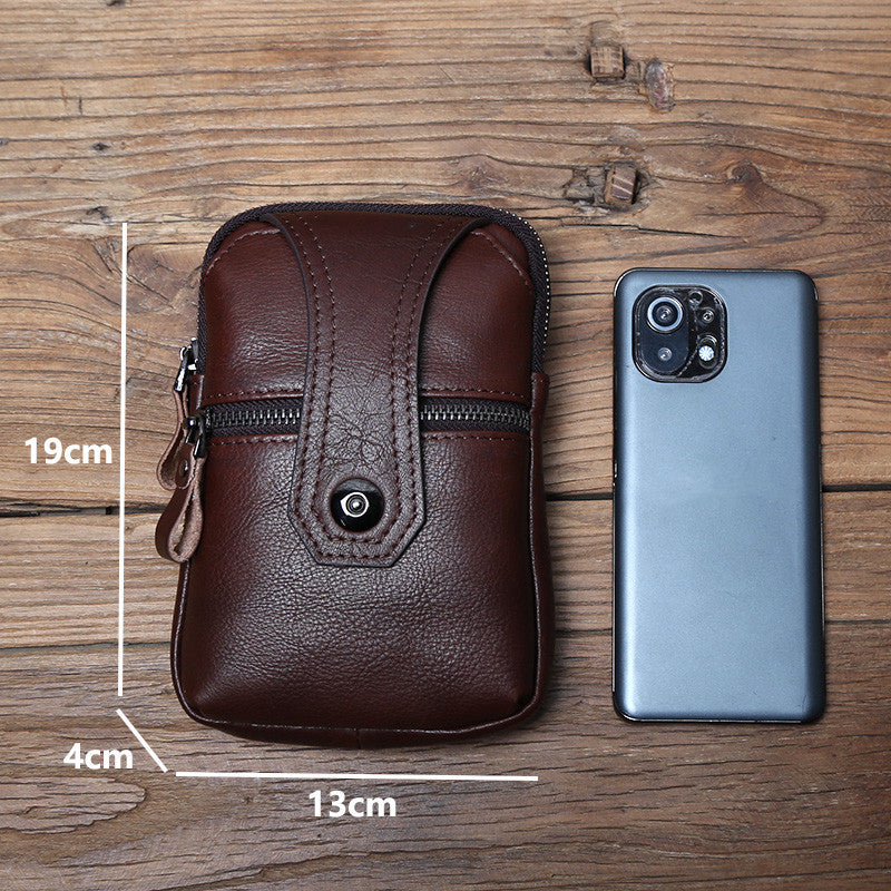 EDC Vintage Genuine Leather Men's Waist Pack - Crossbody Phone Pouch for Belt