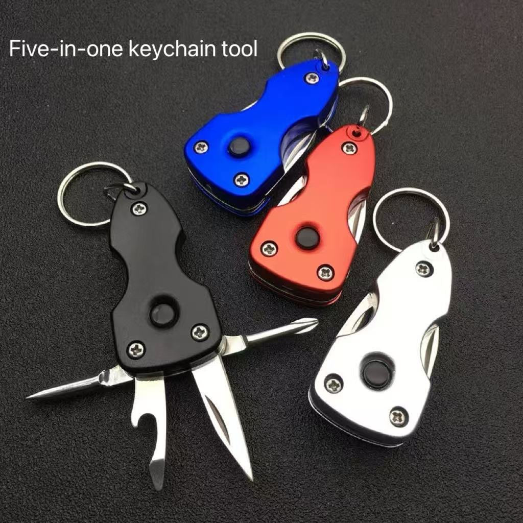 EDC 5-in-1 Multifunctional Keychain Tool - Portable EDC Gear with Knife, Bottle Opener, and LED Light