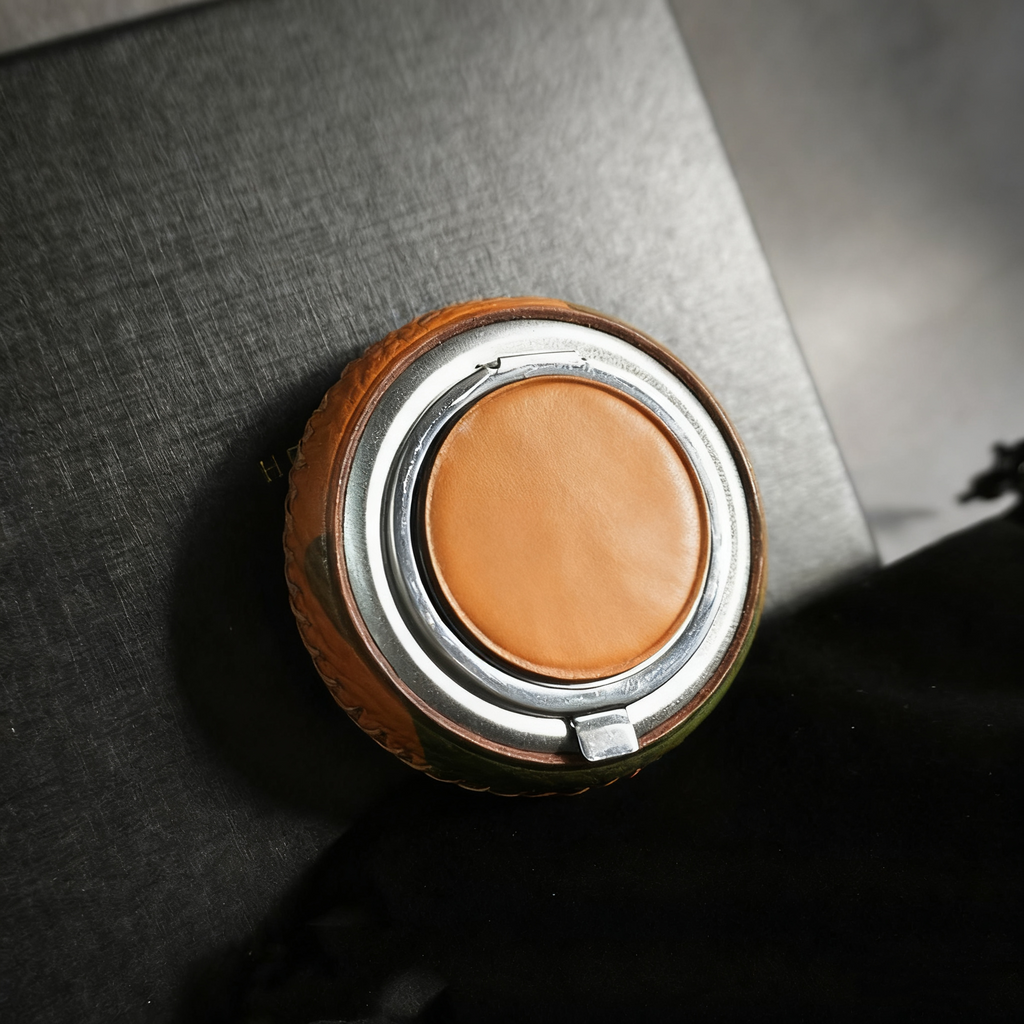 EDC Portable Genuine Leather Ashtray with Lid - Mini Outdoor Smoke Extinguisher Creative Gift for Men 5.9" x 5.9"