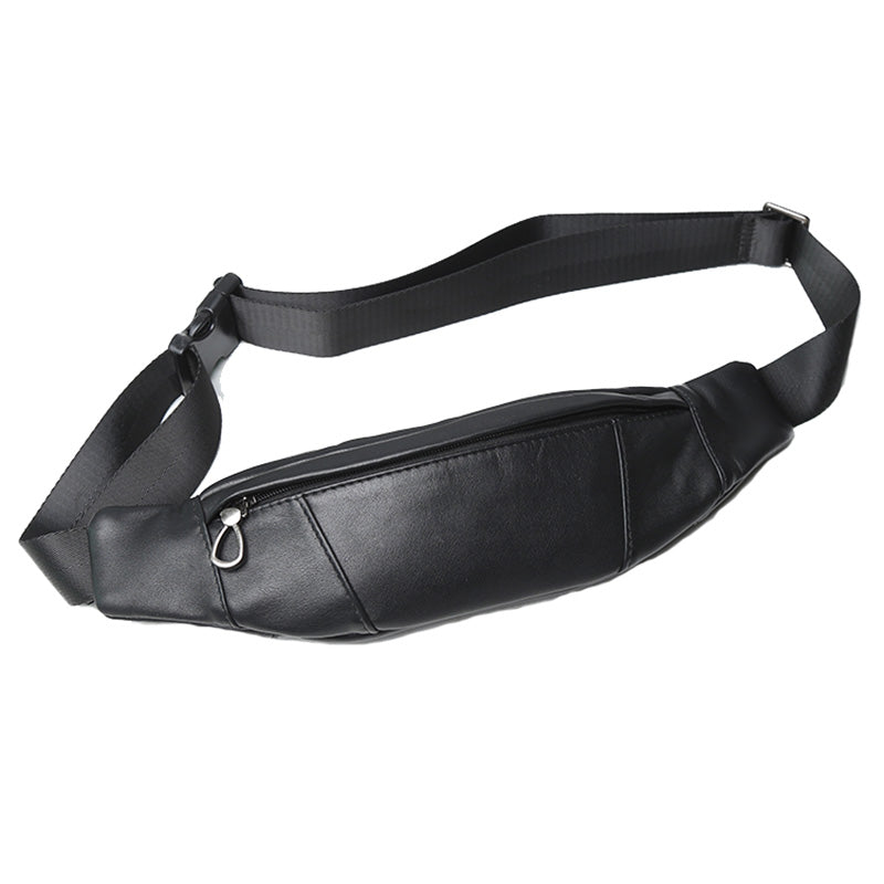 EDC Full Grain Leather Chest Pack for Men - Slim Crossbody Bag Outdoor Utility Fanny Pack with Hidden Zipper Pocket