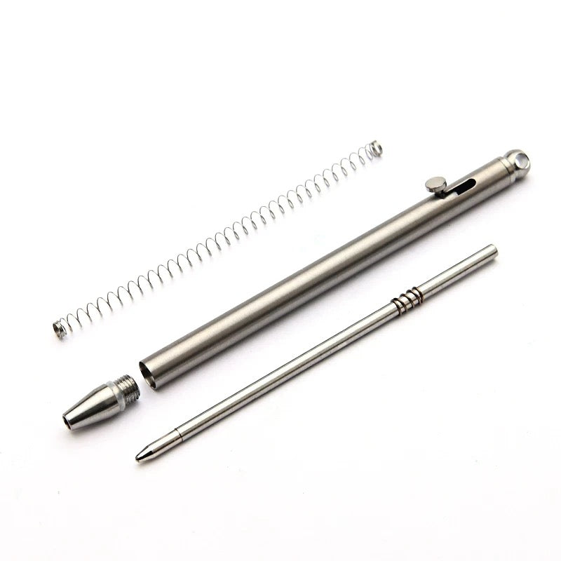 EDC Pure titanium mini push-pull bolt pen EDC keychain pen portable travel metal ballpoint pen signature pen