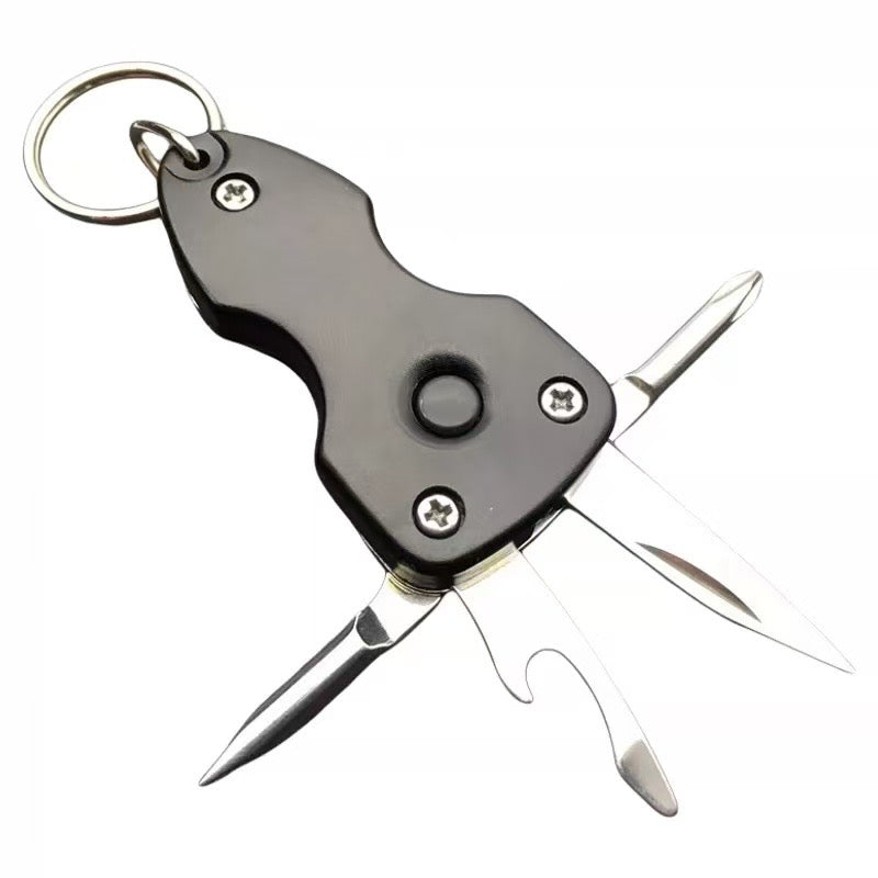 EDC 5-in-1 Multifunctional Keychain Tool - Portable EDC Gear with Knife, Bottle Opener, and LED Light