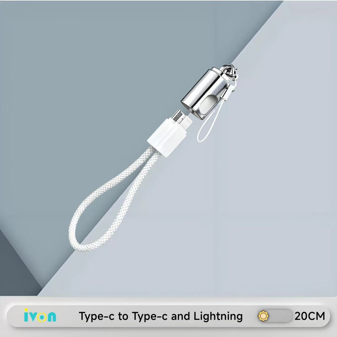 EDC2-in-1 Lanyard PD Fast Charging Cable Portable Keychain Short Charger Cord For iPhone Android
