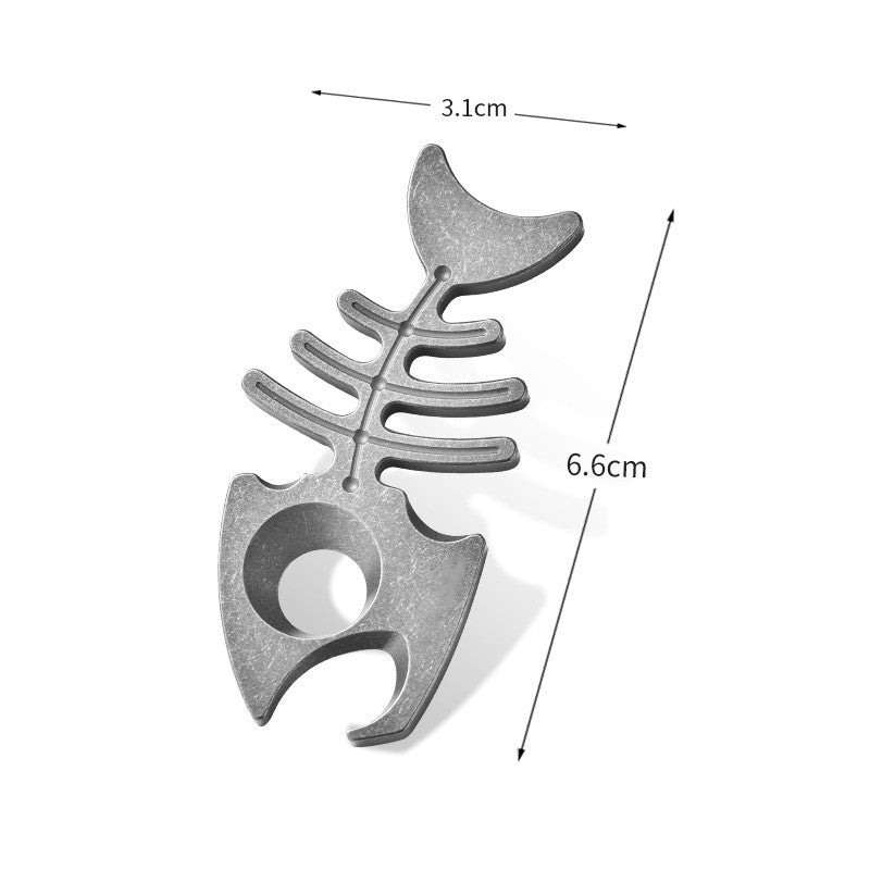 EDC Titanium Fishbone Multi-Function Bottle Opener - Lightweight Keychain Gear for Outdoor & Everyday Carry