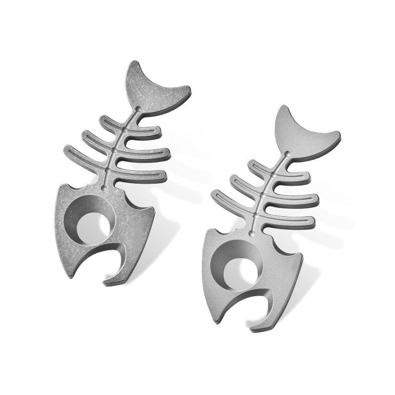 EDC Titanium Fishbone Multi-Function Bottle Opener - Lightweight Keychain Gear for Outdoor & Everyday Carry