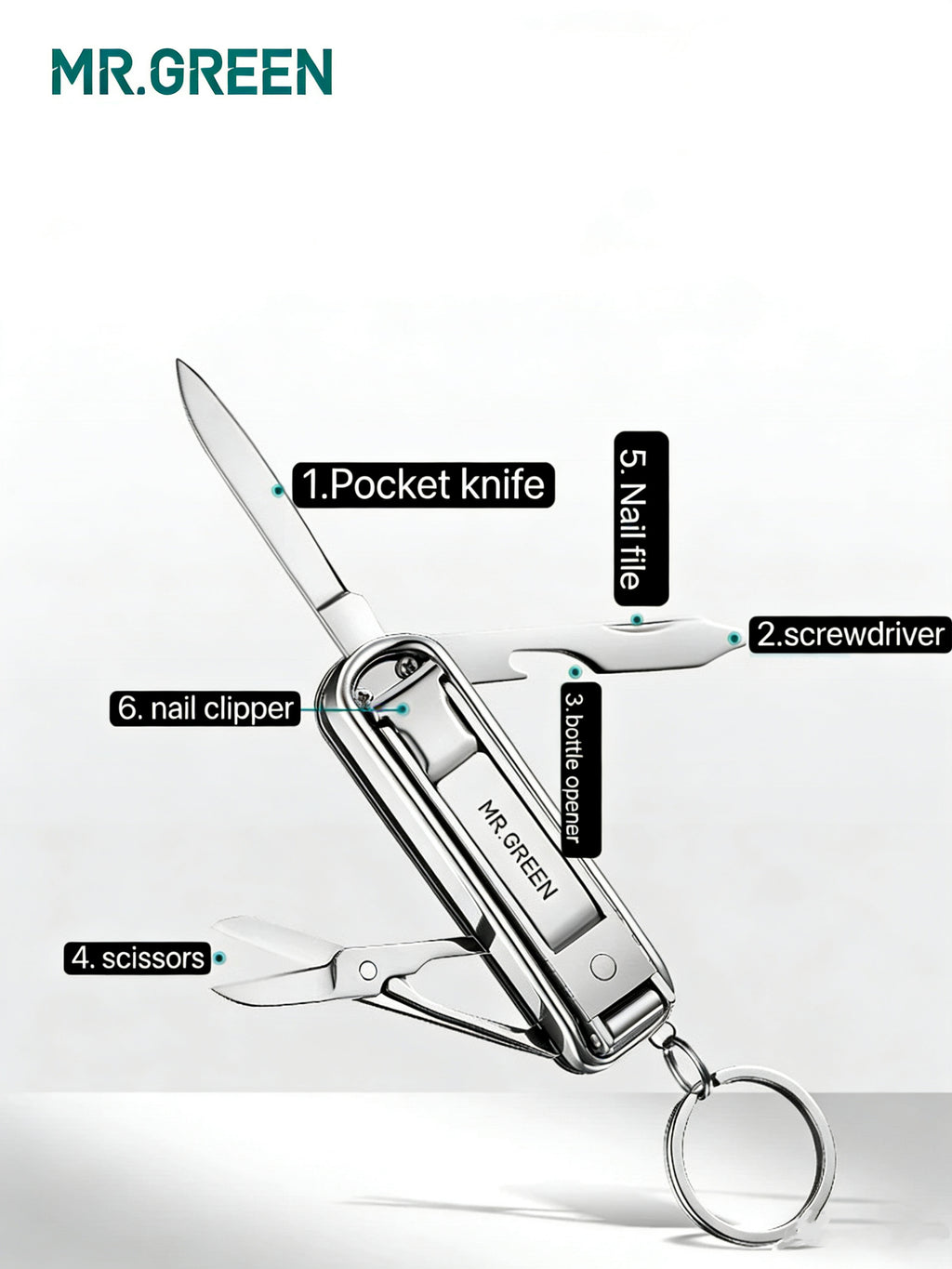 EDC MR.GREEN Foldable Multifunction Nail Clipper Knife Keychain Portable EDC Tool