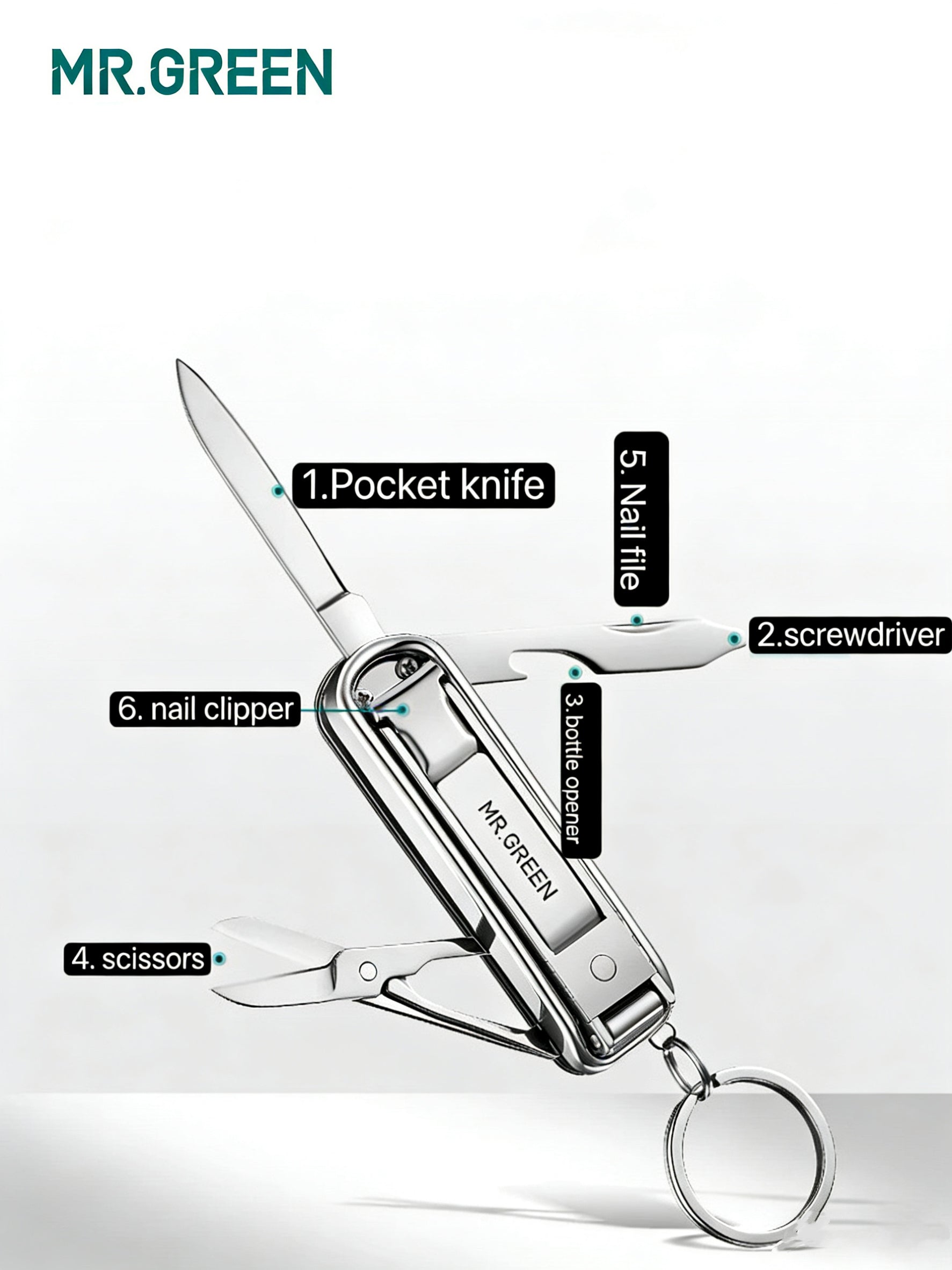 EDC MR.GREEN Foldable Multifunction Nail Clipper Knife Keychain Portable EDC Tool