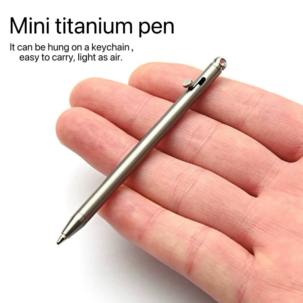 EDC Pure titanium mini push-pull bolt pen EDC keychain pen portable travel metal ballpoint pen signature pen