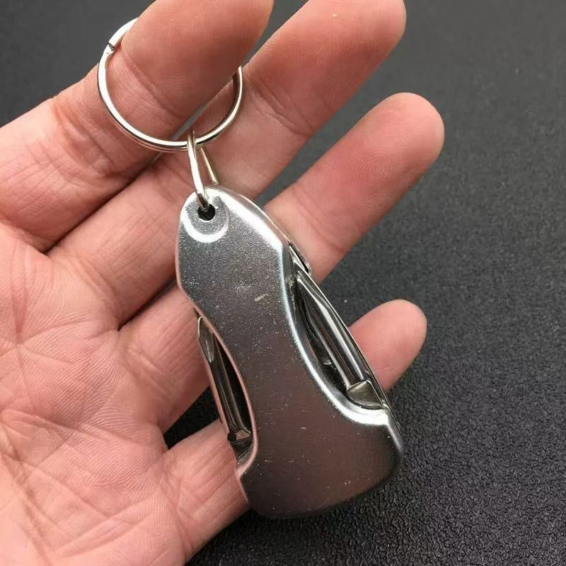 EDC 5-in-1 Multifunctional Keychain Tool - Portable EDC Gear with Knife, Bottle Opener, and LED Light
