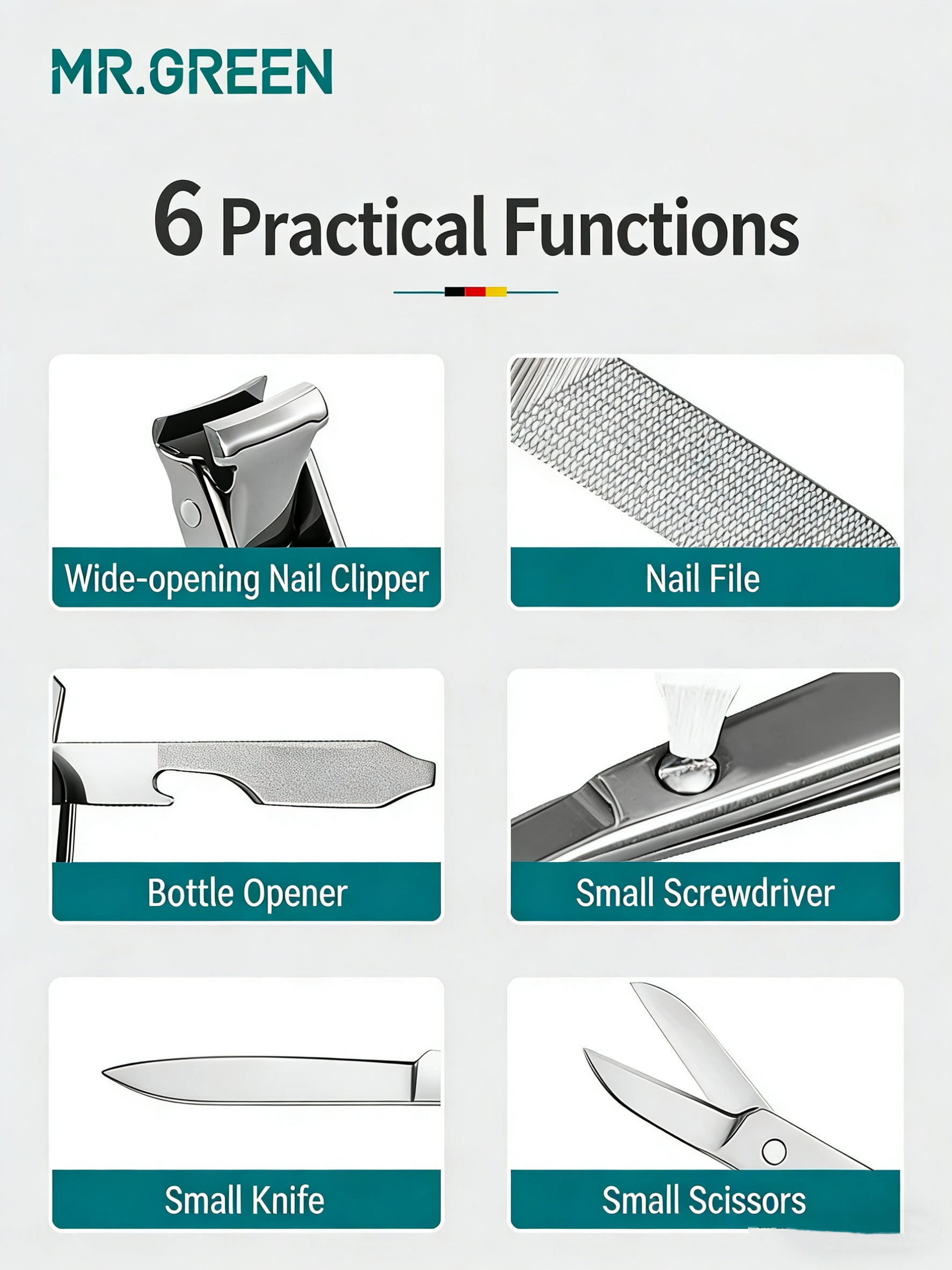 EDC MR.GREEN Foldable Multifunction Nail Clipper Knife Keychain Portable EDC Tool