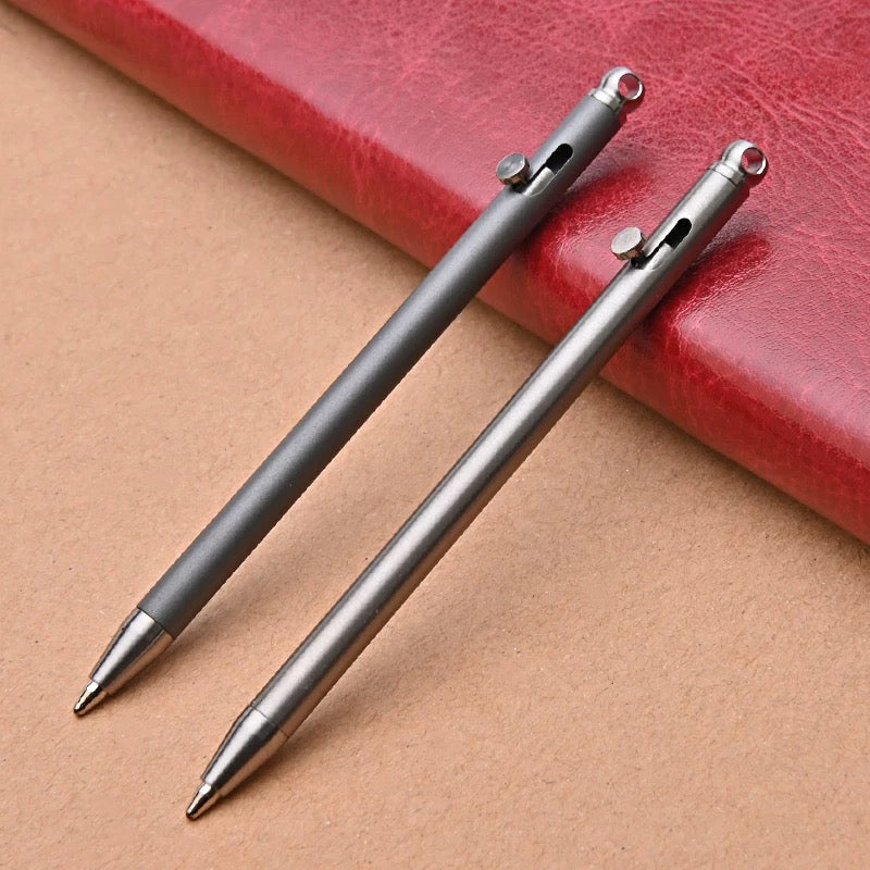 EDC Pure titanium mini push-pull bolt pen EDC keychain pen portable travel metal ballpoint pen signature pen
