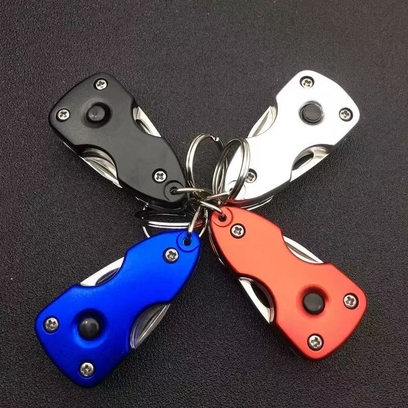 EDC 5-in-1 Multifunctional Keychain Tool - Portable EDC Gear with Knife, Bottle Opener, and LED Light