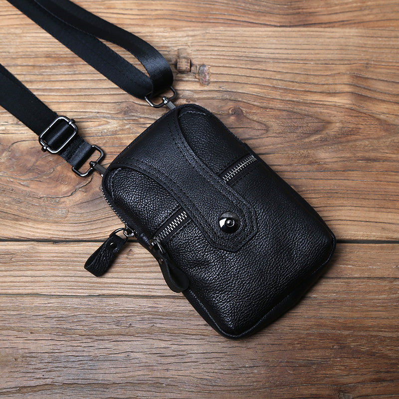 EDC Vintage Genuine Leather Men's Waist Pack - Crossbody Phone Pouch for Belt