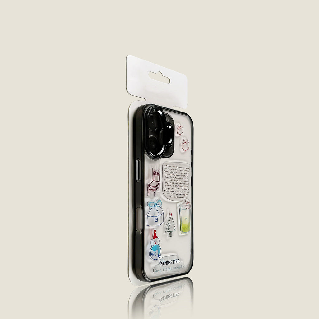 EDC iPhone 17 Case - Translucent Pink Snowman Hard Back & Soft Edge 5G Compatible Full Camera Protection Minimalist Design