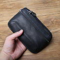 EDC Men's Full-Grain Leather Cell Phone Belt Bag - Multi-Functional Casual Waist Pack with ID Holder