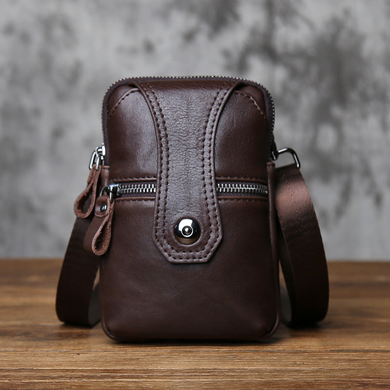 EDC Vintage Genuine Leather Men's Waist Pack - Crossbody Phone Pouch for Belt